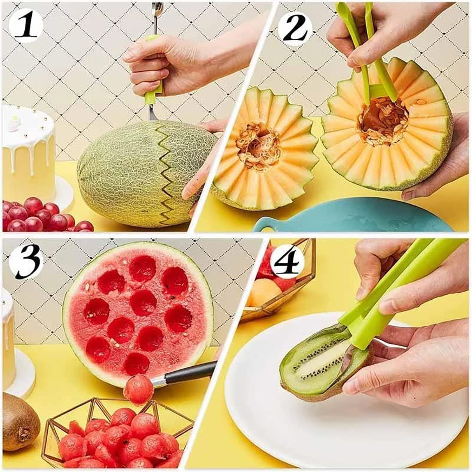 Couteau à Fruits Multifonction 3-en-1 — Coupe, Évide, Ouvre en 2 secondes